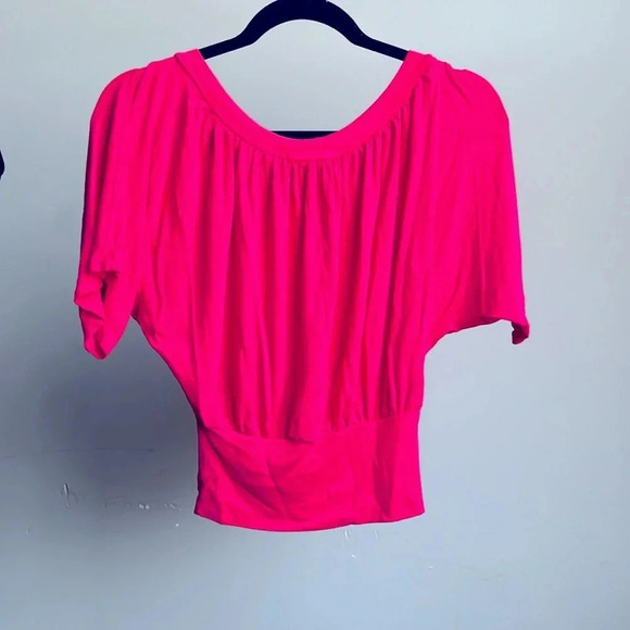 Charlotte Russe Hot Pink Blouse | Hot Pink Shirt | Stretchy Shirt | Pink - Picture 8 of 8